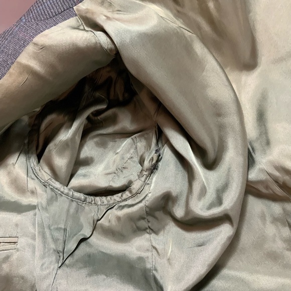 C&R Clothiers Vintage 100% worsted wool gray plaid tailored blazer jacket 40S - Picture 9 of 14